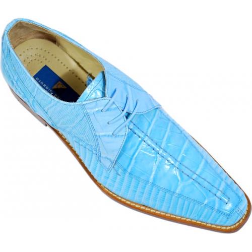 Giorgio Brutini Sky Blue Alligator / Lizard Print Shoes 210003-1